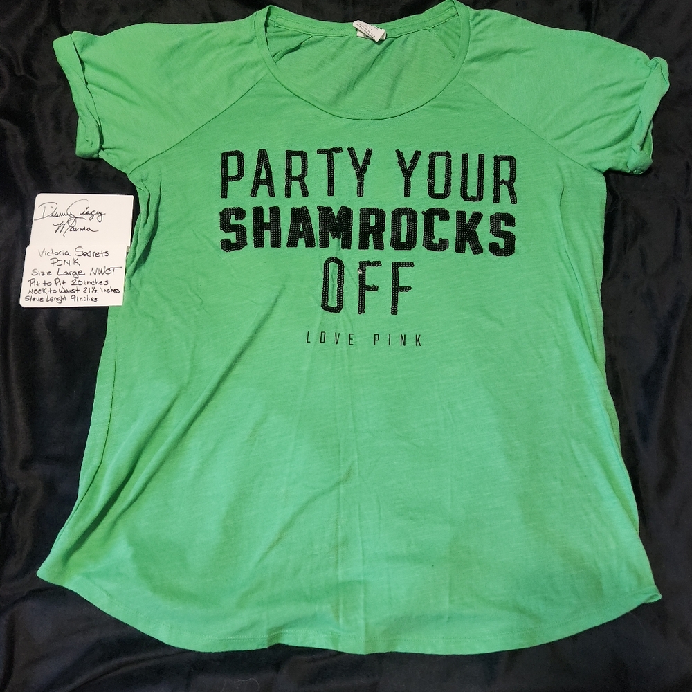 Victoria's Secret VS PINK St. Patty's Day shirt size Large NWOT